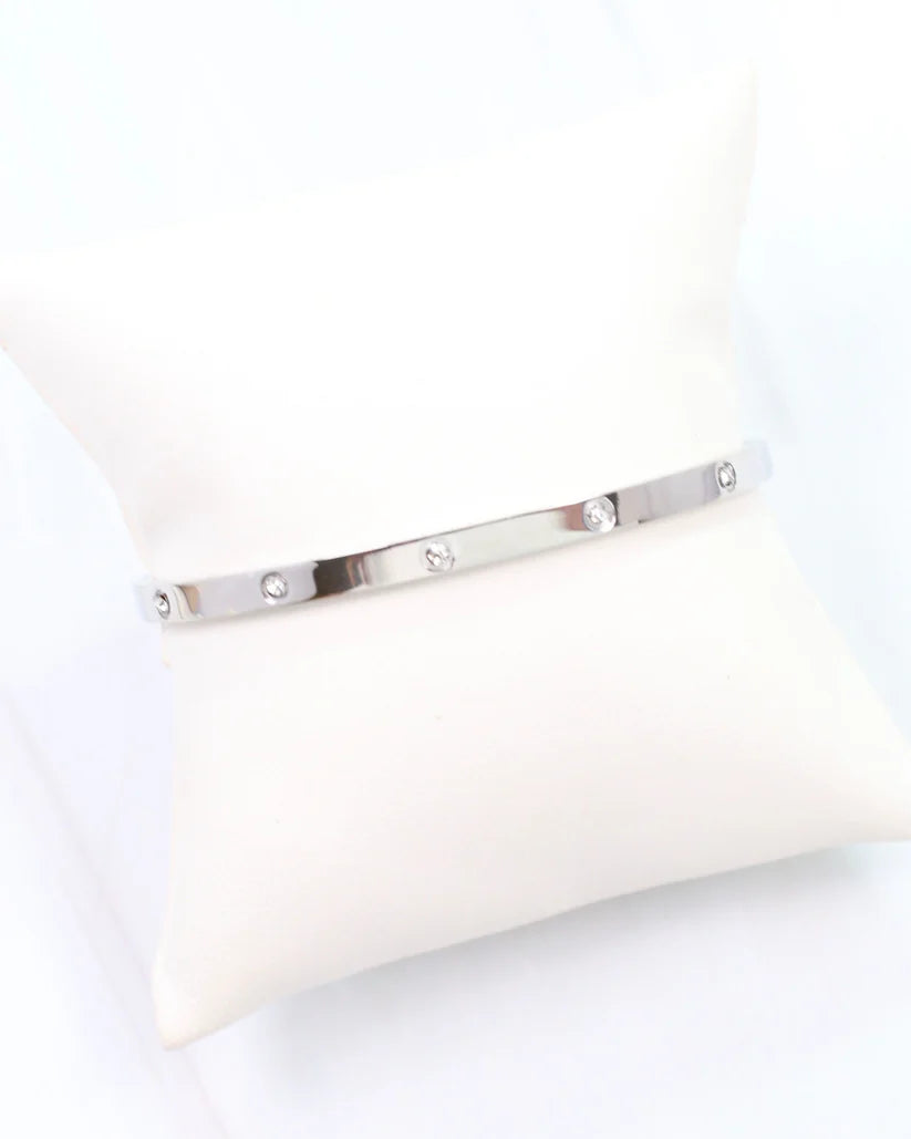 Caroline Hill Geneiva Silver CZ Metal Bracelet