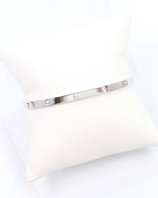 Caroline Hill Geneiva Silver CZ Metal Bracelet