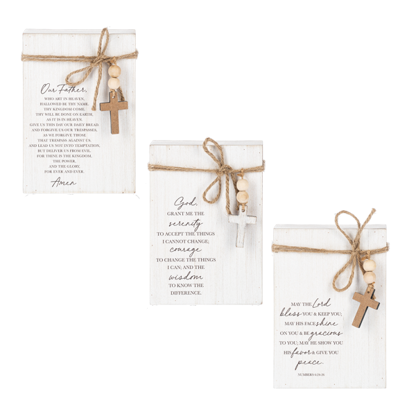 Ganz Prayer Message Block with Beaded Cross