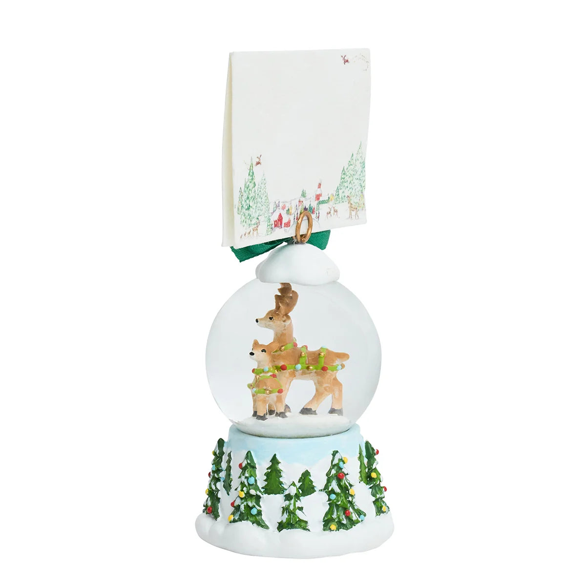 North Pole Reindeer Snow Globe Place Card Holder