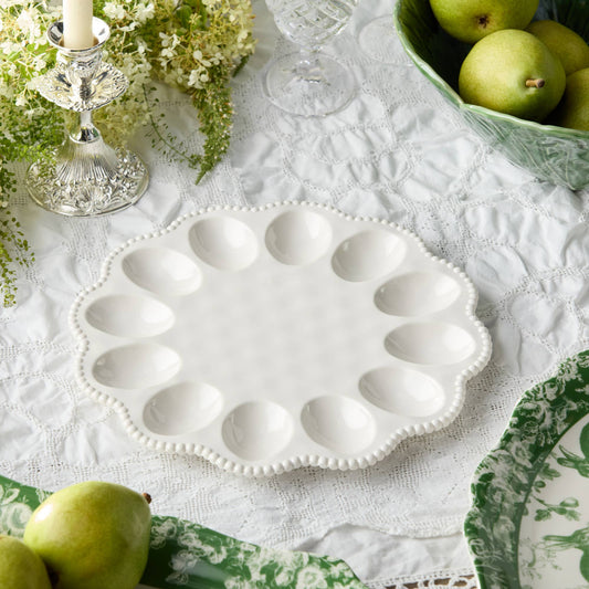 The Porch Perlette Cream Egg Plate