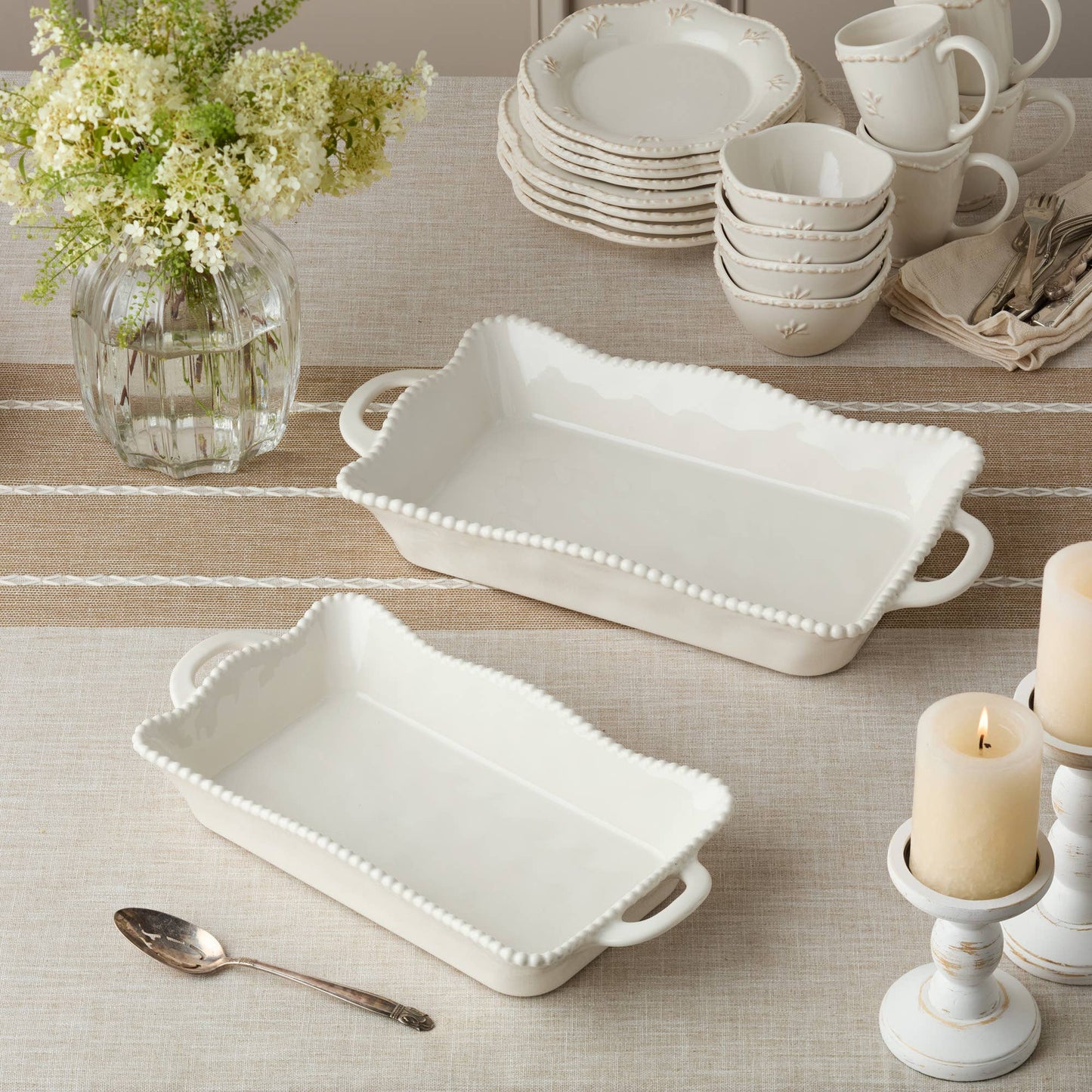 The Porch Perlette Cream Medium Rectagular Baker 14in x 8.75in