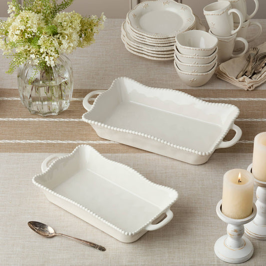 The Porch Perlette Cream Medium Rectagular Baker 14in x 8.75in