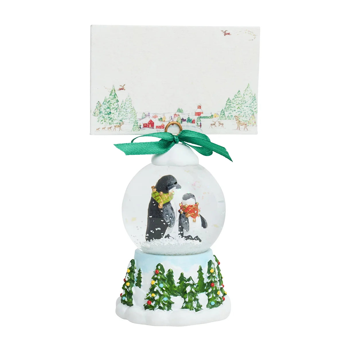 North Pole Penguin Snow Globe Place Card Holder