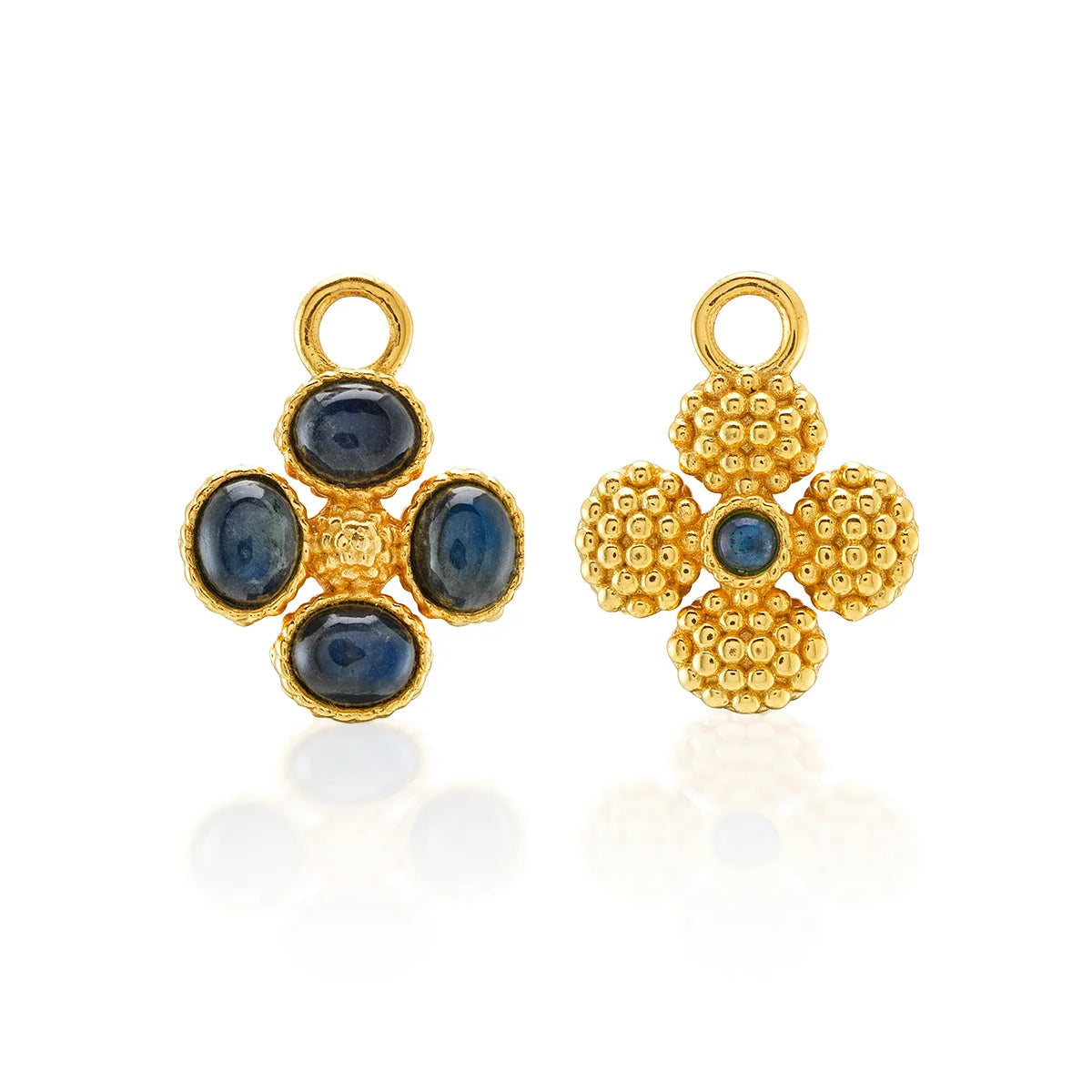 Capucine De Wulf Berry Clover Hoop Earrings with Double Sided Charm - Blue Labradorite