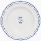 Gien Filet Bleu Monogrammed Soup Bowl