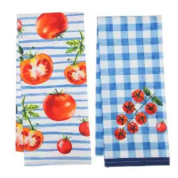 The Porch Ganz Tomato/Check Tea Towel Set