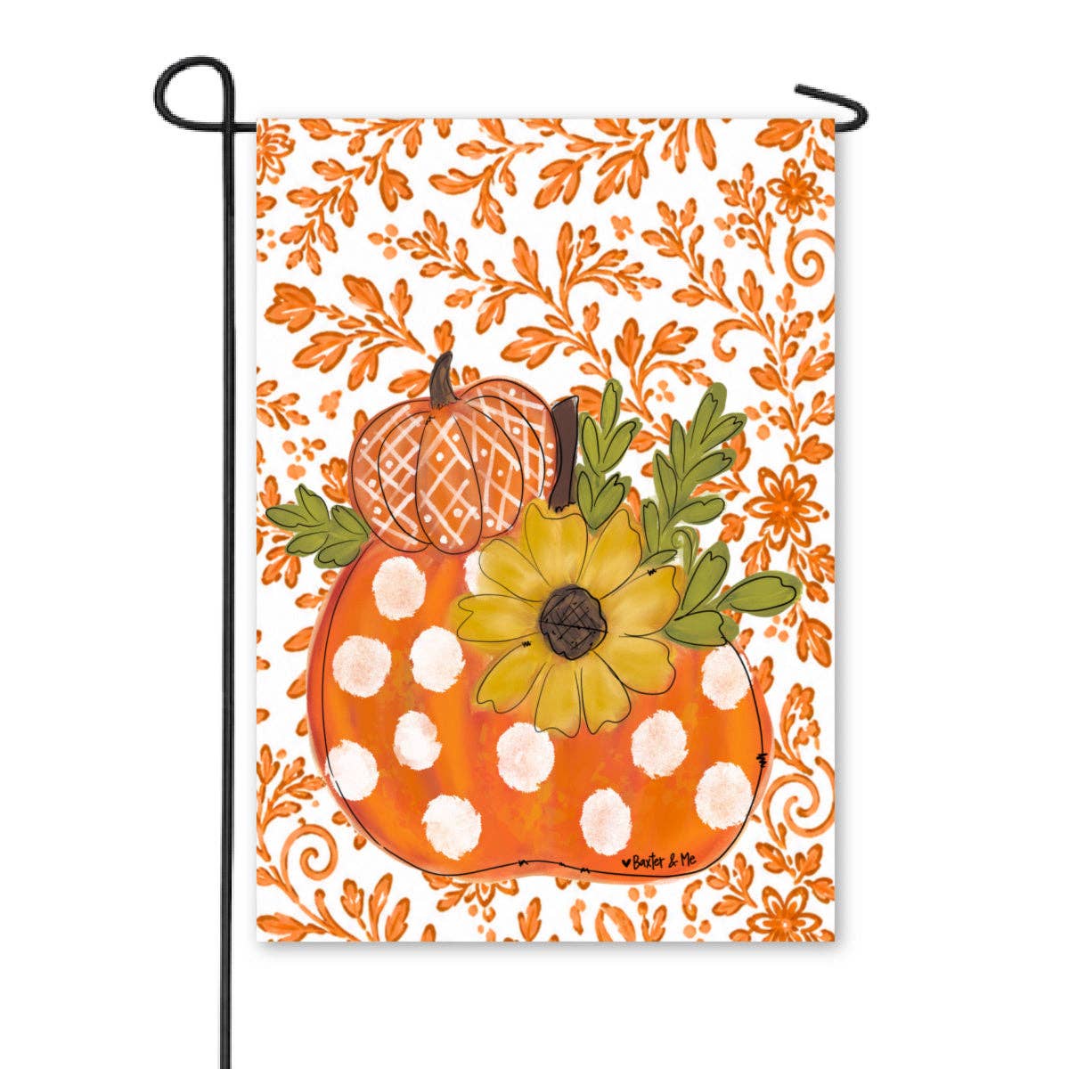 The Porch Baxter and Me Orange Chinoiserie Harvest Pumpkin Garden Flag