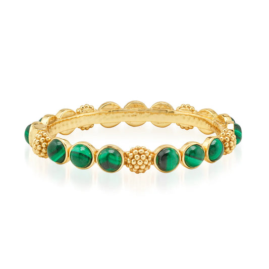 Capucine De Wulf Berry Gem Hinged Bangle- Malachite