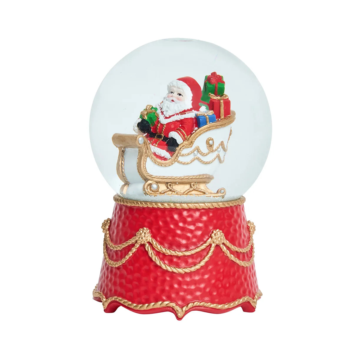 North Pole Santa in Sleigh Snow Globe
