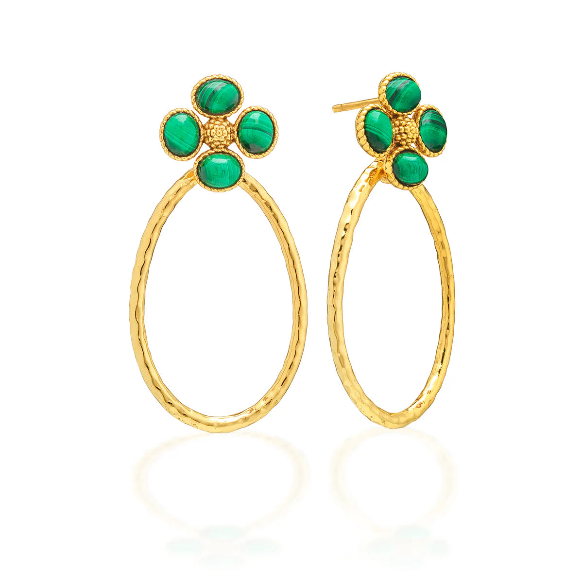 Capucine De Wulf Berry Clover Teardrop Earrings- Malachite