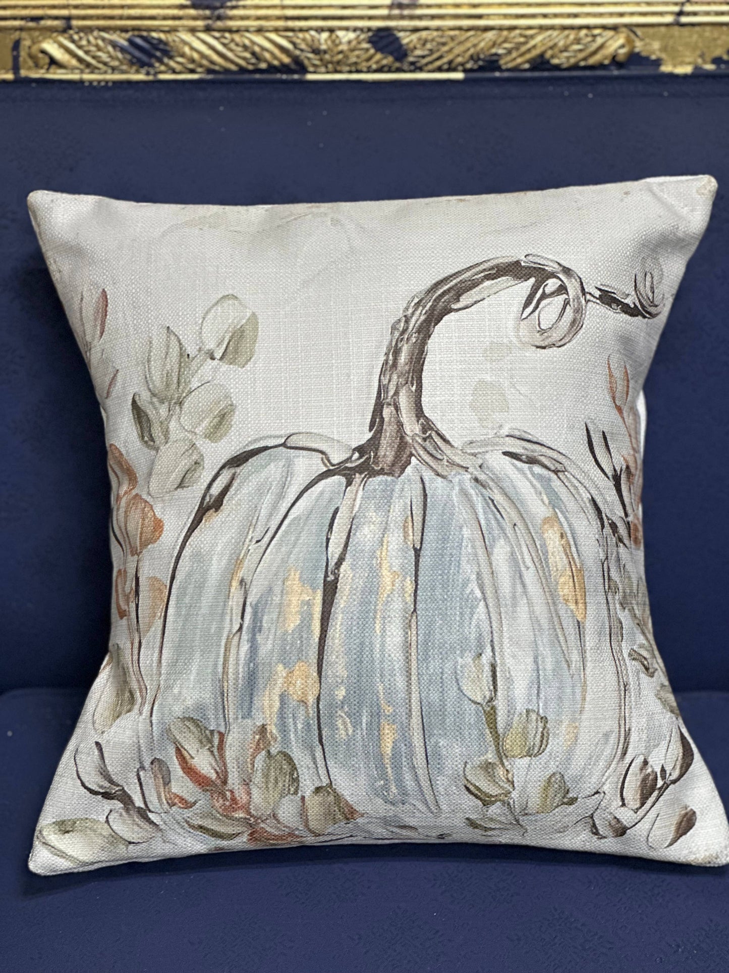 The Porch GA Blue Pumpkin Pillow