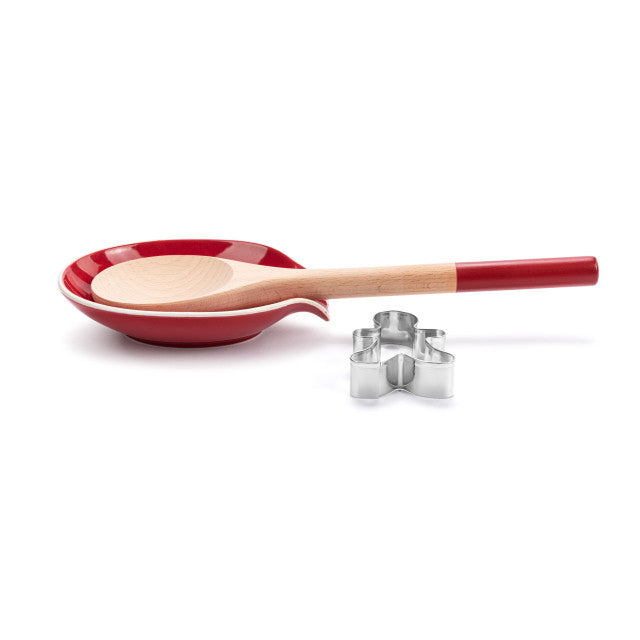 Demdaco Stir. Taste. Rest. Ceramic Spoon Rest & Wood Spoon Set