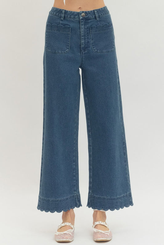 Scalloped Denim Jeans