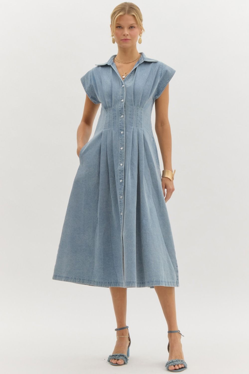 Stitch & Button Denim Midi