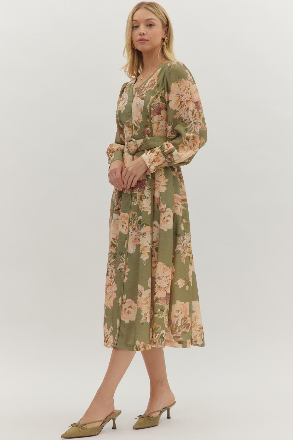 Olive Branch Long Sleeve Dress