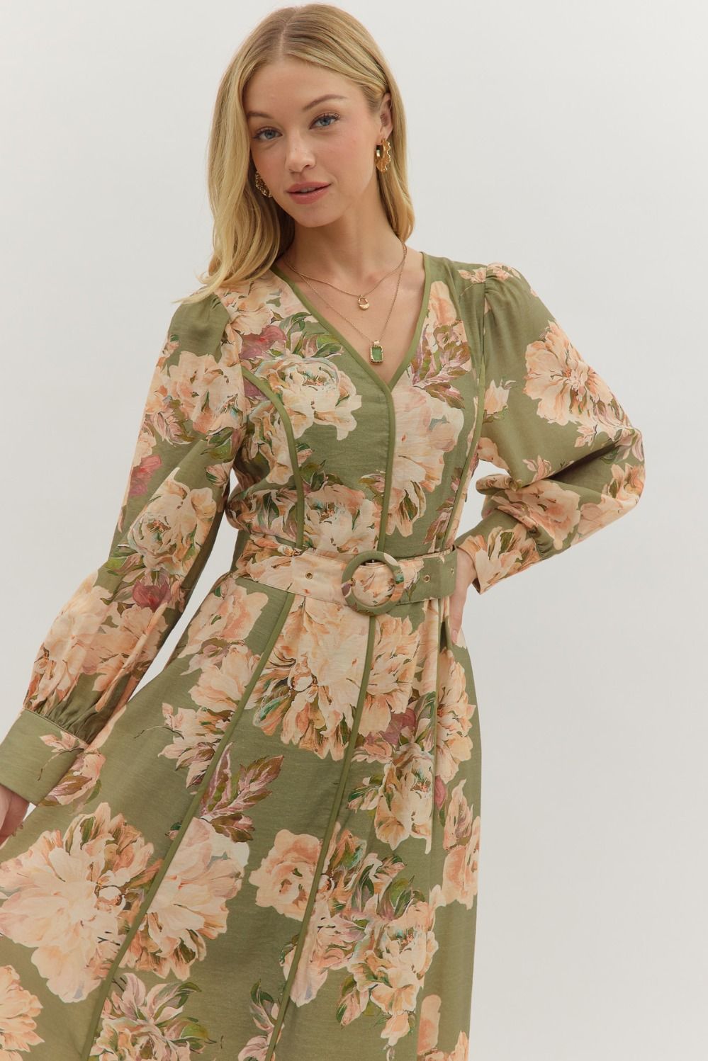 Olive Branch Long Sleeve Dress