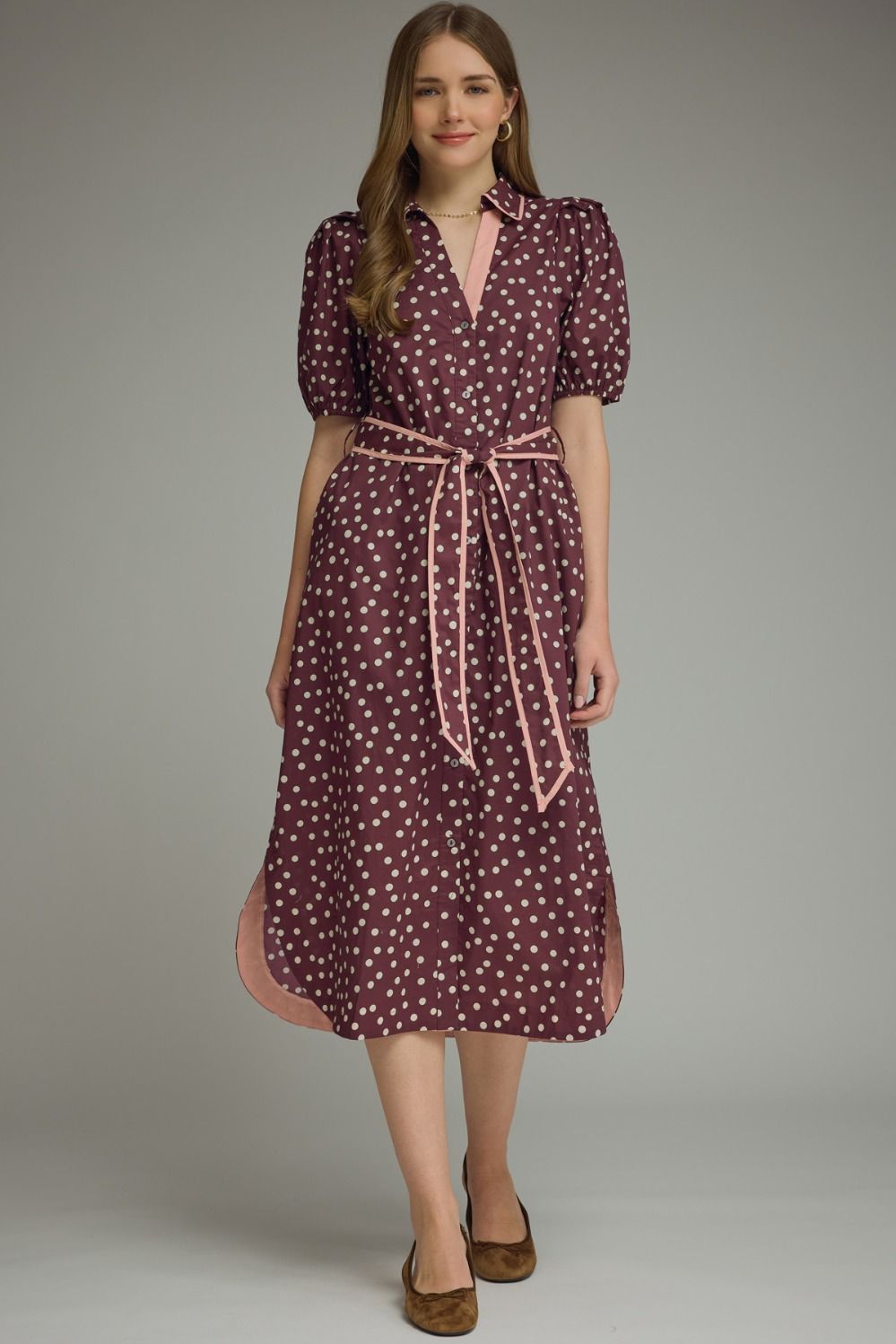 Polka Dot Plum Dress