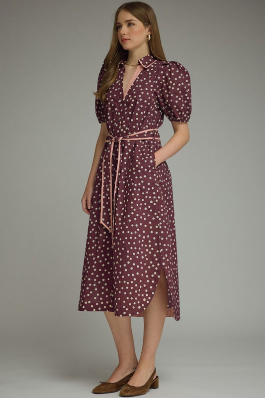 Polka Dot Plum Dress