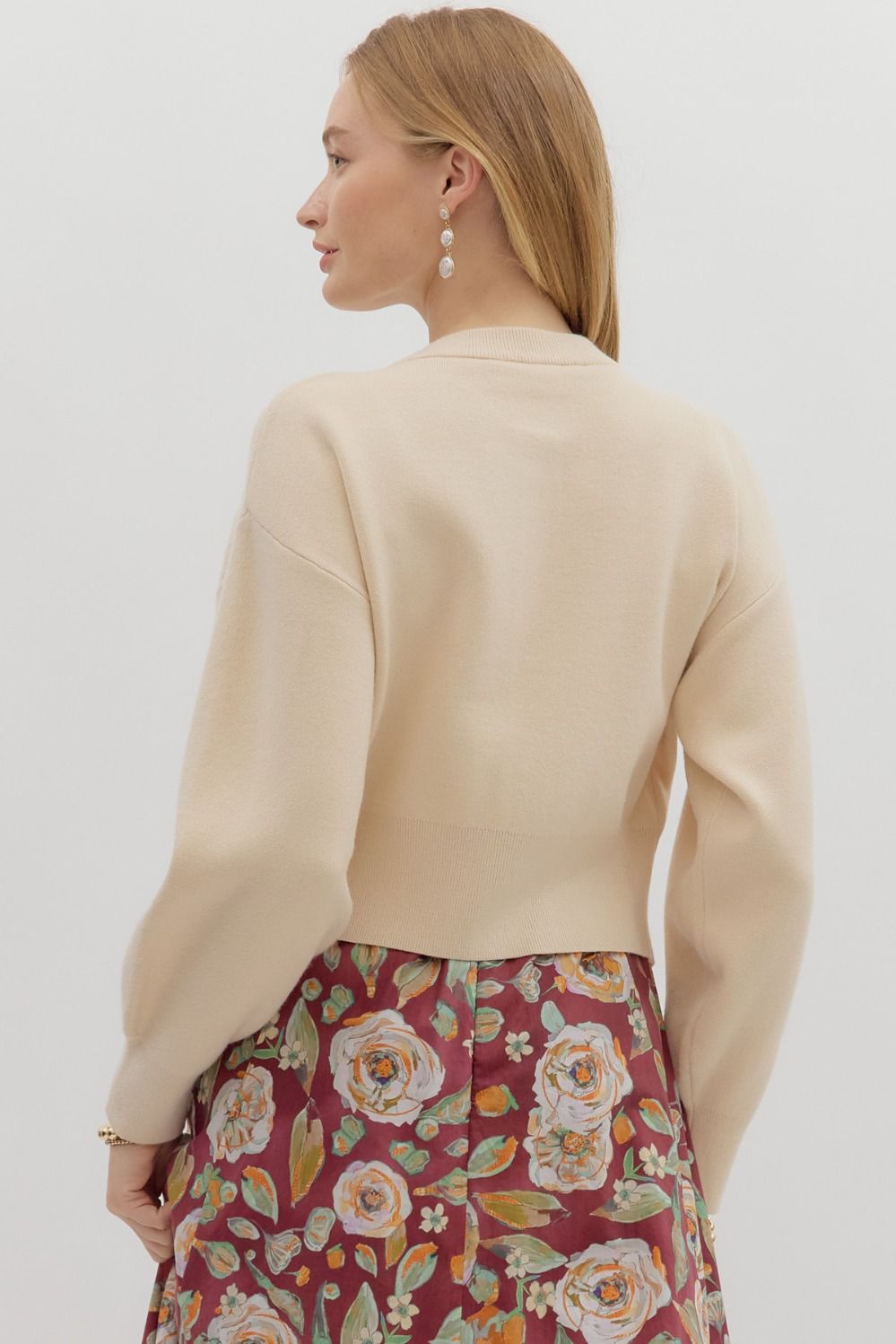Golden Bloom Cropped Cardigan