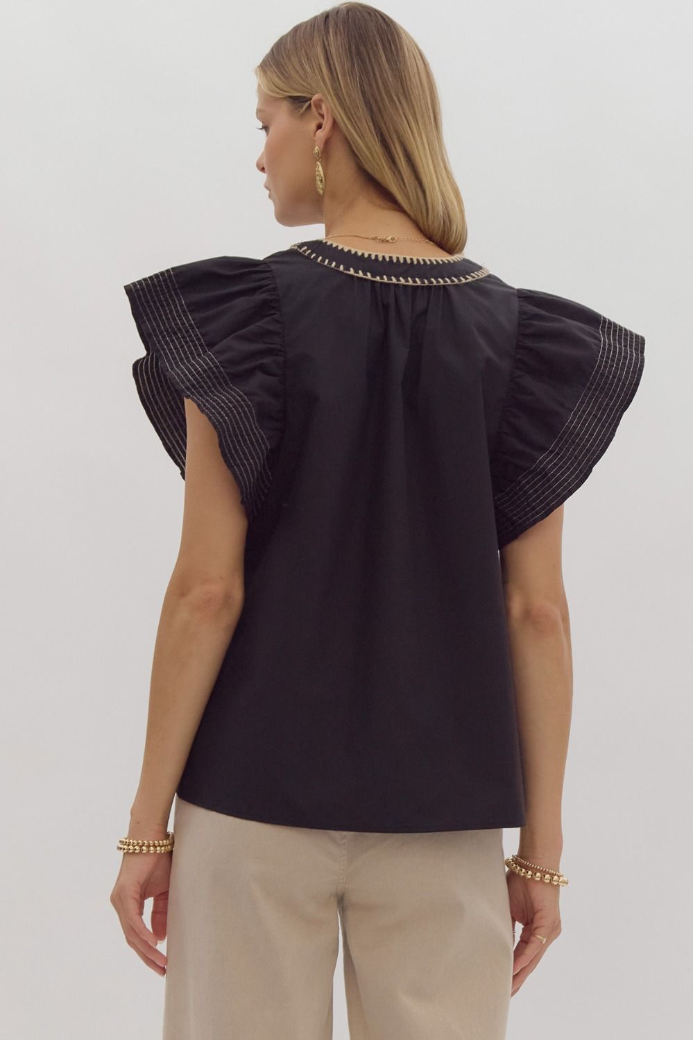 Stitch & Ruffle Elegance Top