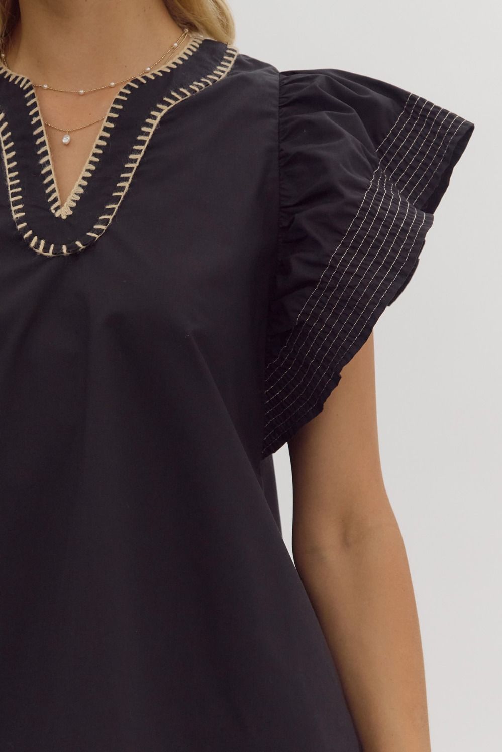 Stitch & Ruffle Elegance Top