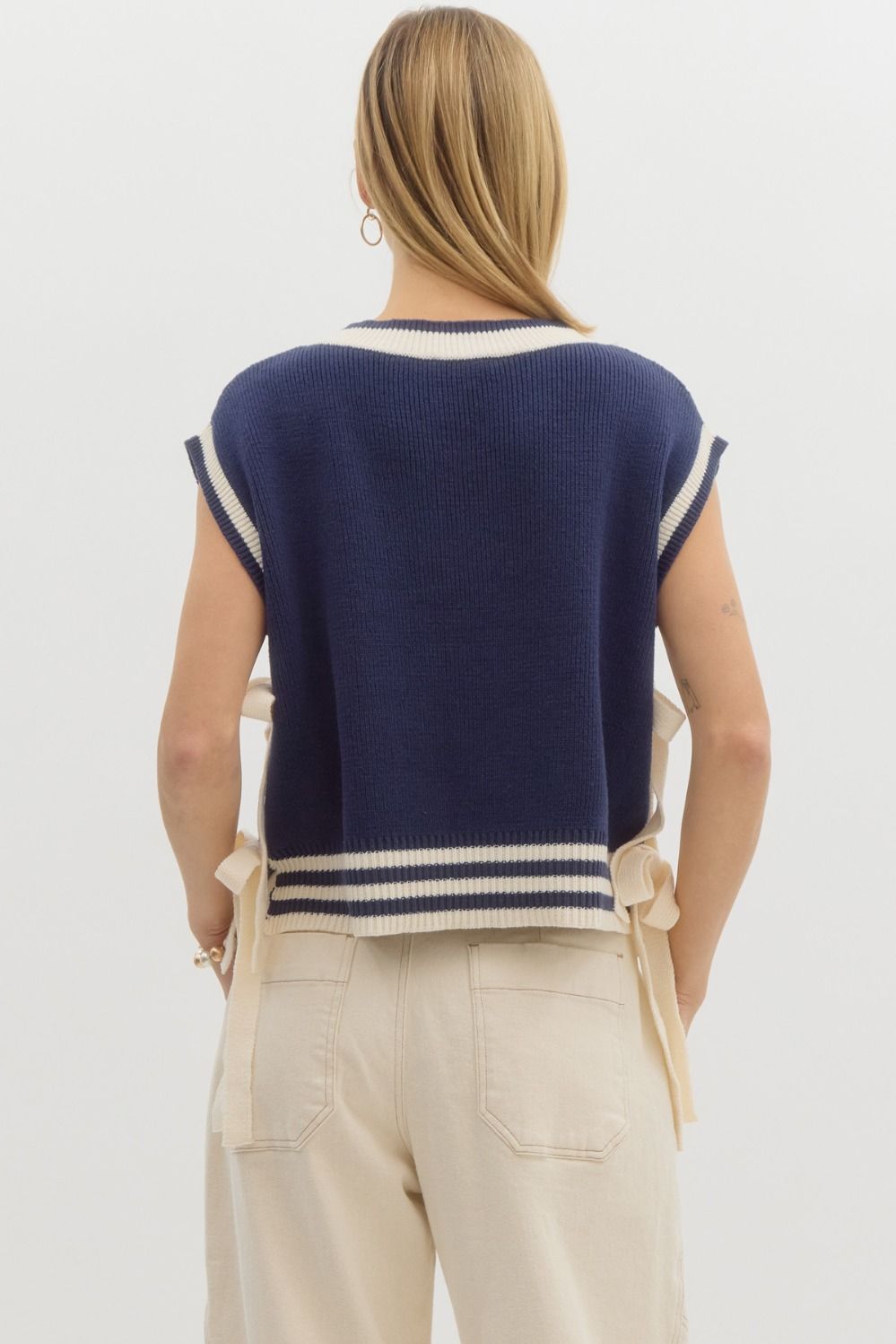 Seaside Bow Detail Vest - Navy