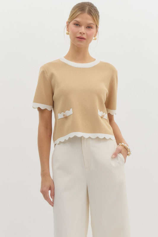 Beige Bay Short Sleeve Top
