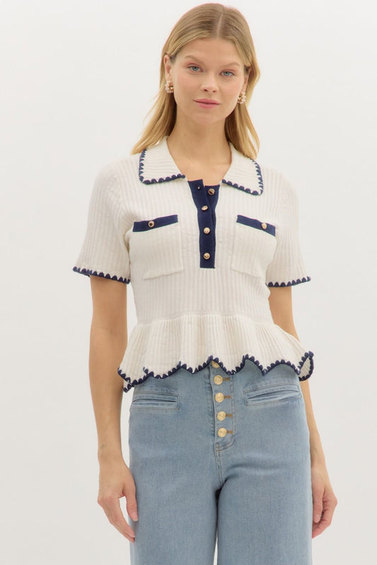 Coastal Elegance Short Sleeve Top