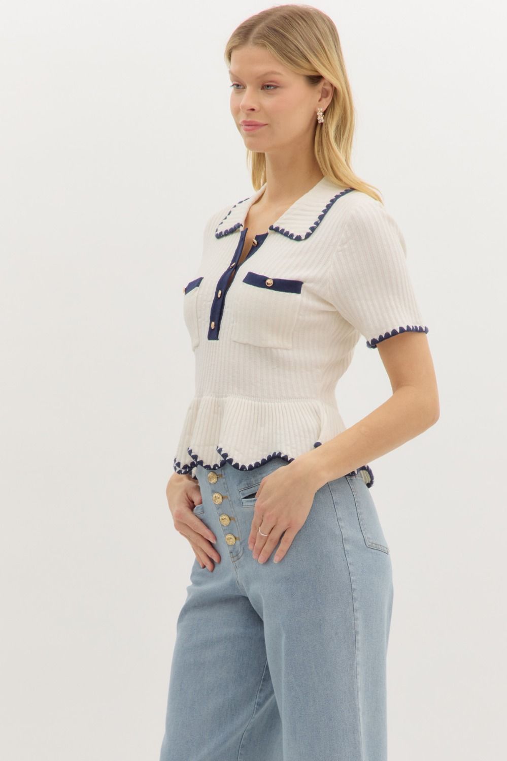Coastal Elegance Short Sleeve Top