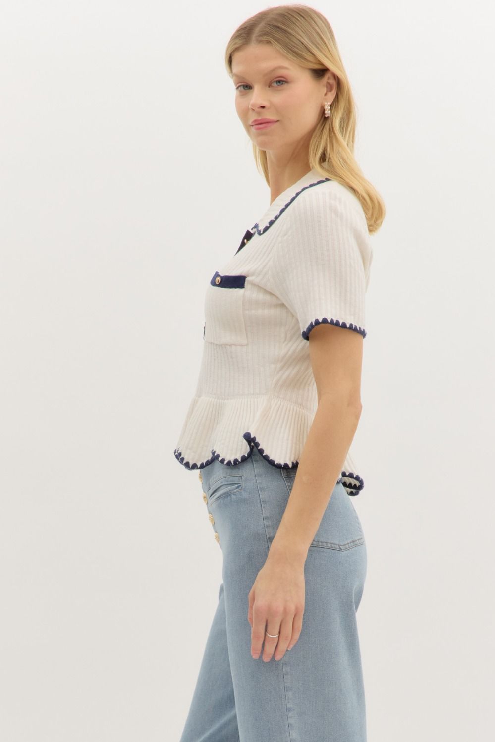Coastal Elegance Short Sleeve Top