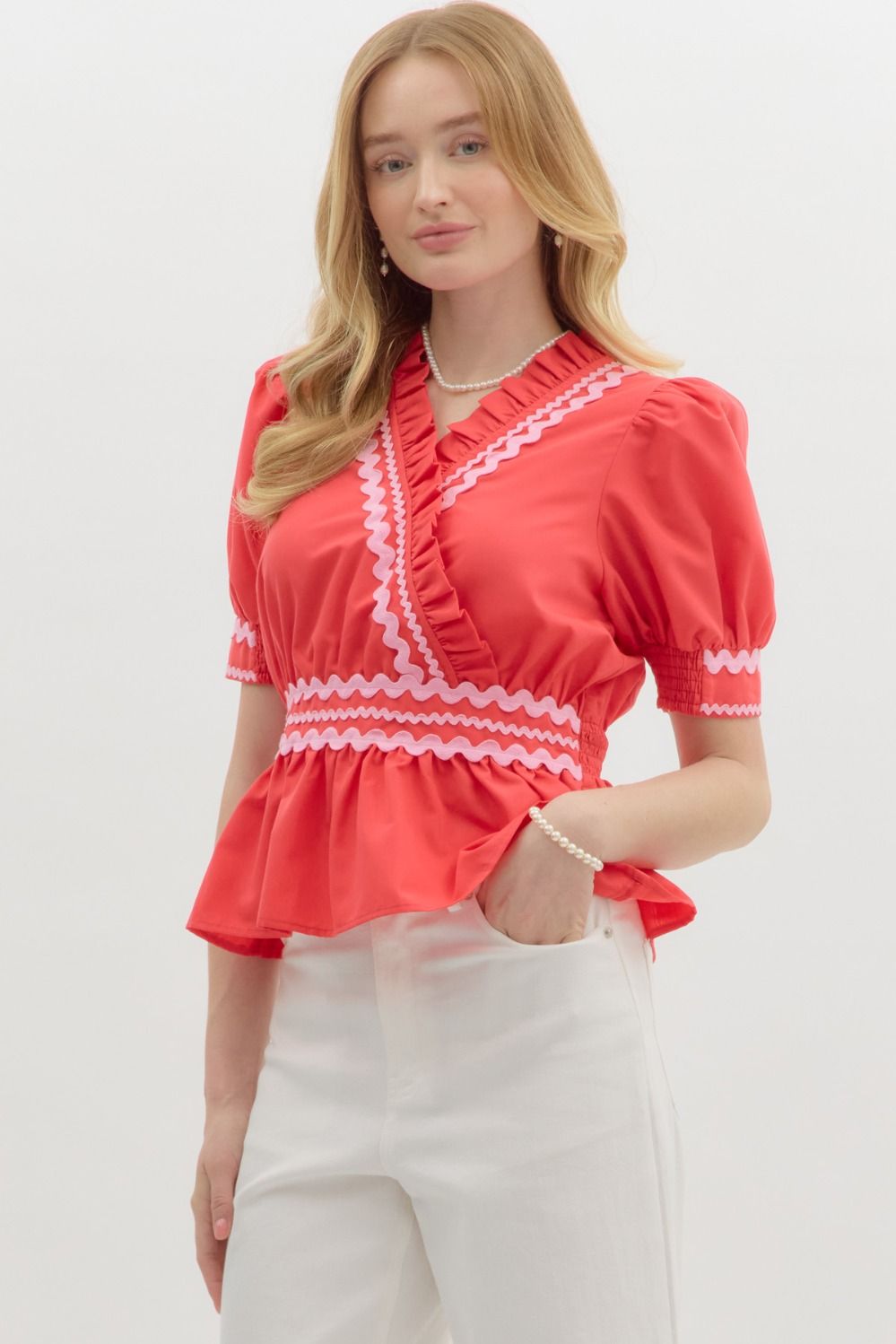 Red Rays Short Sleeve Top