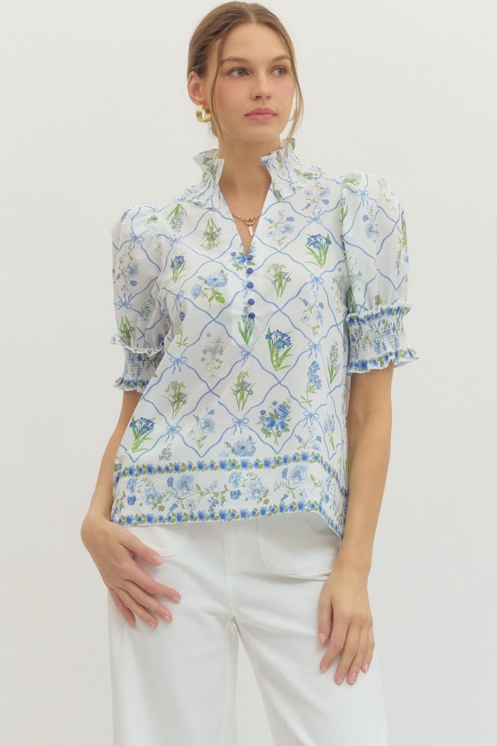 Botanical Bloom Short Sleeve Top
