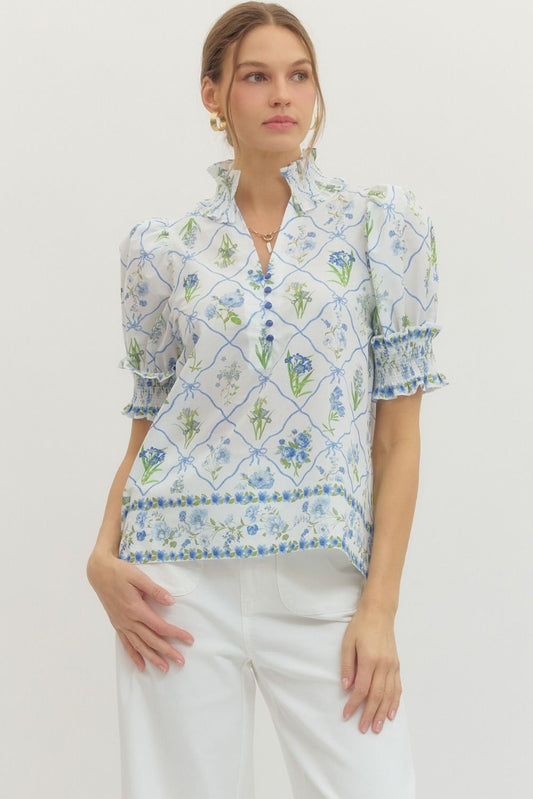 Botanical Bloom Short Sleeve Top