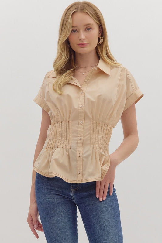 Tan Dreams Short Sleeve Top