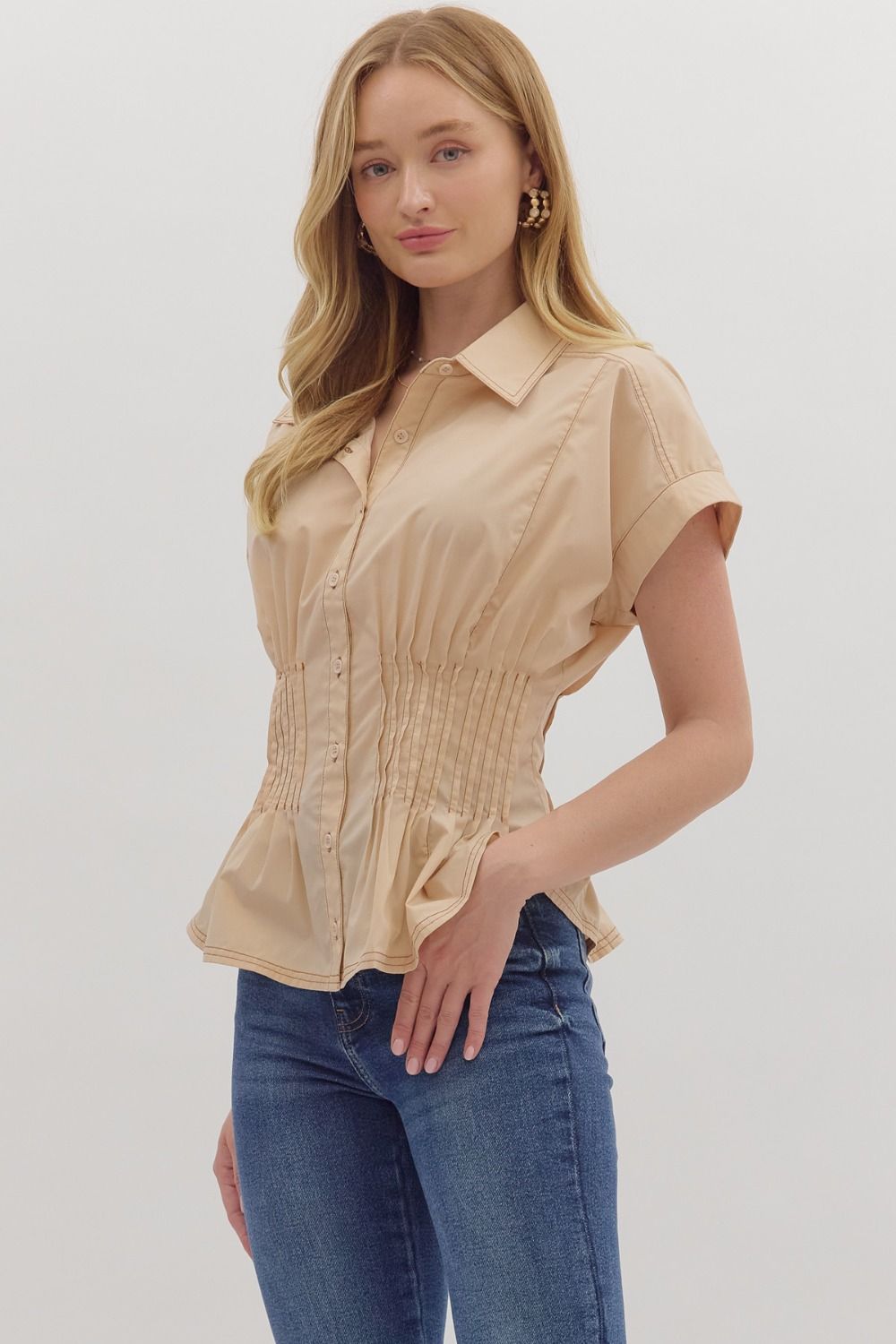 Tan Dreams Short Sleeve Top