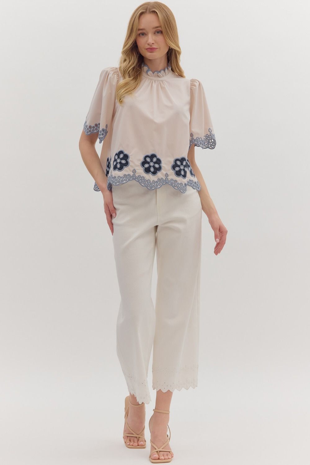 Blue Floral Dreams Short Sleeve Top