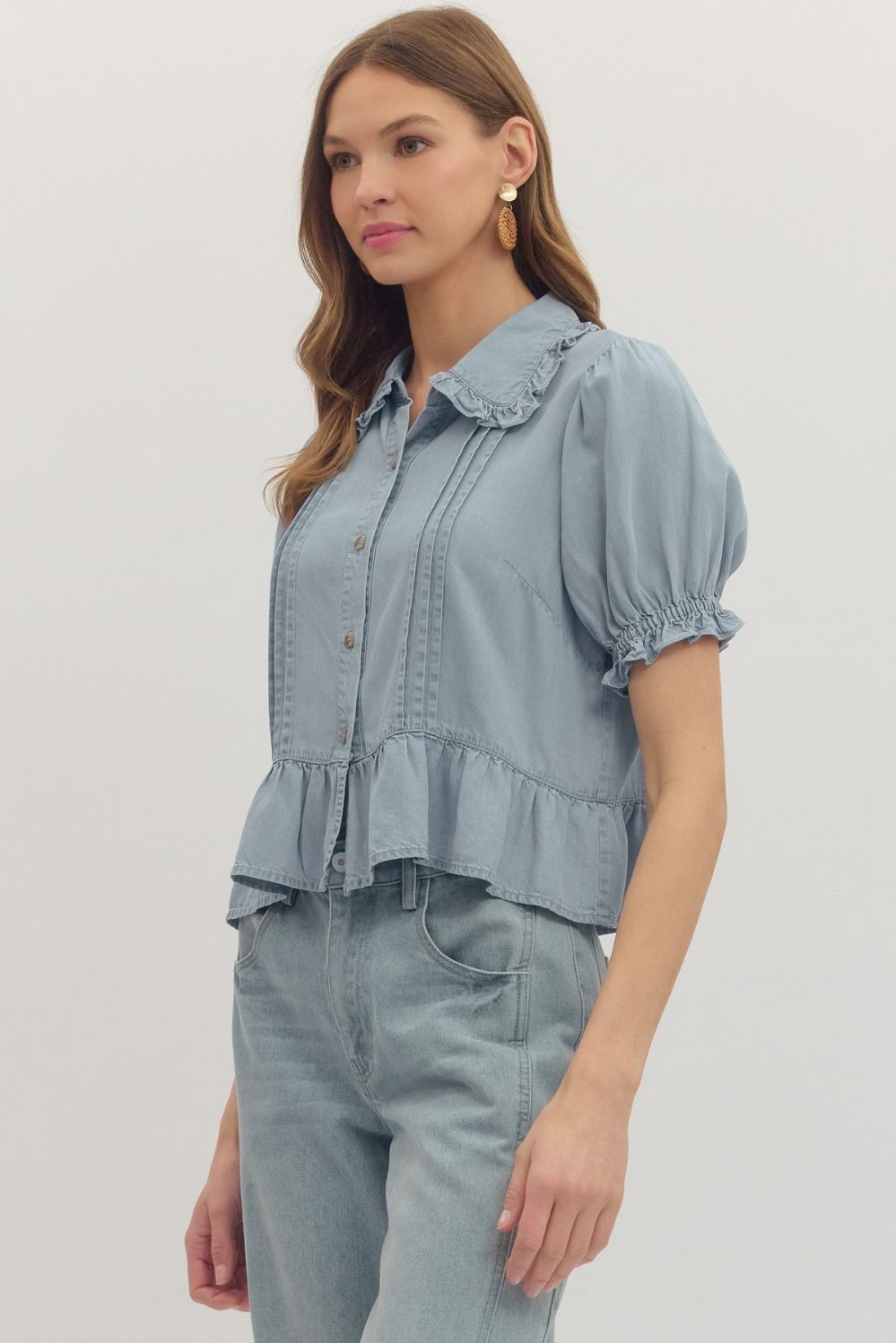Light Denim Babe Peplum Top