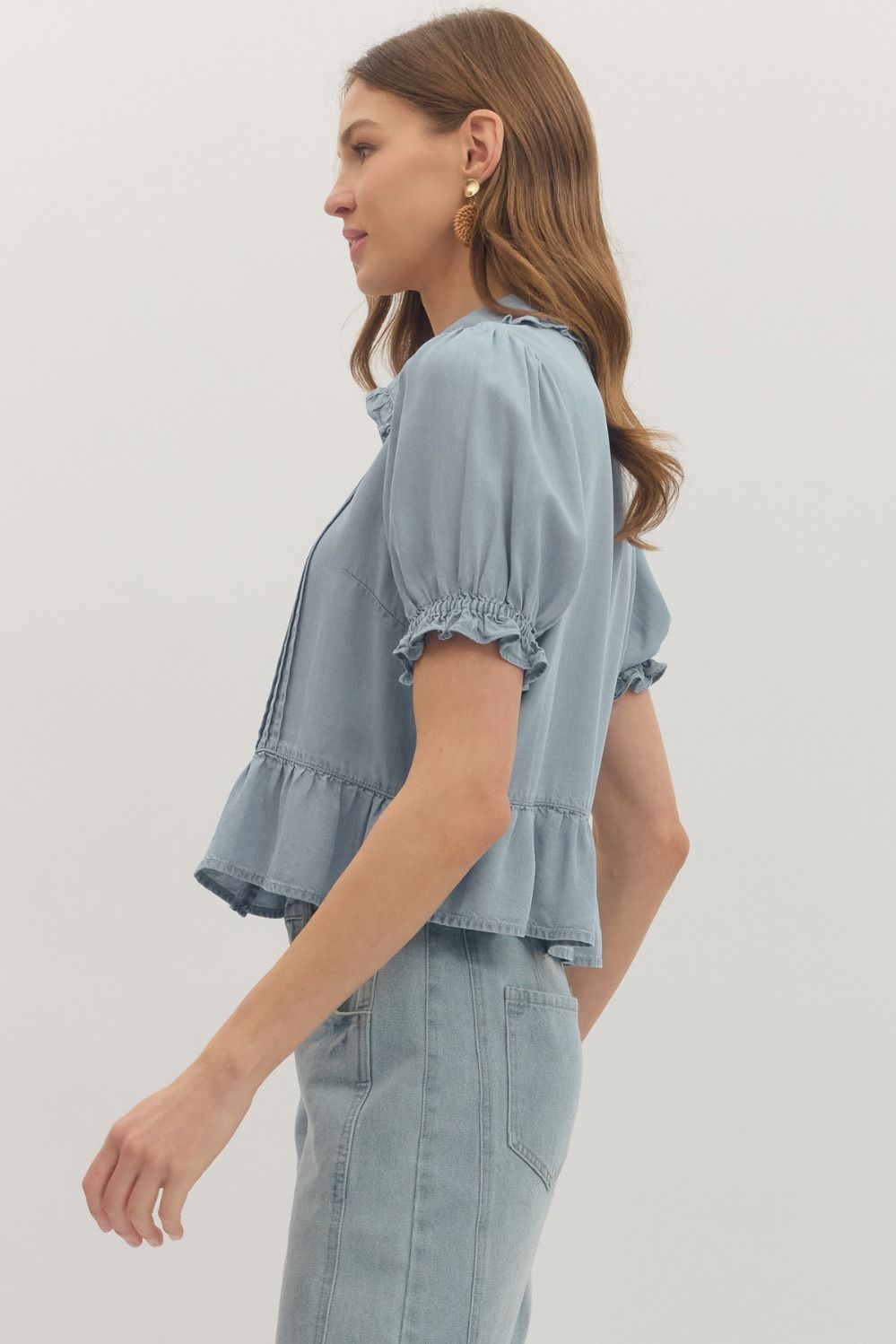 Light Denim Babe Peplum Top