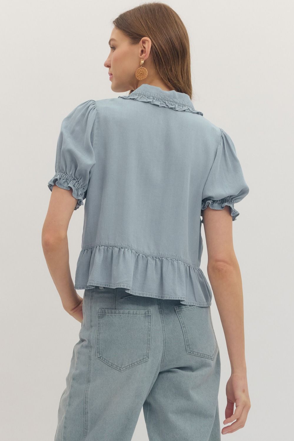 Light Denim Babe Peplum Top