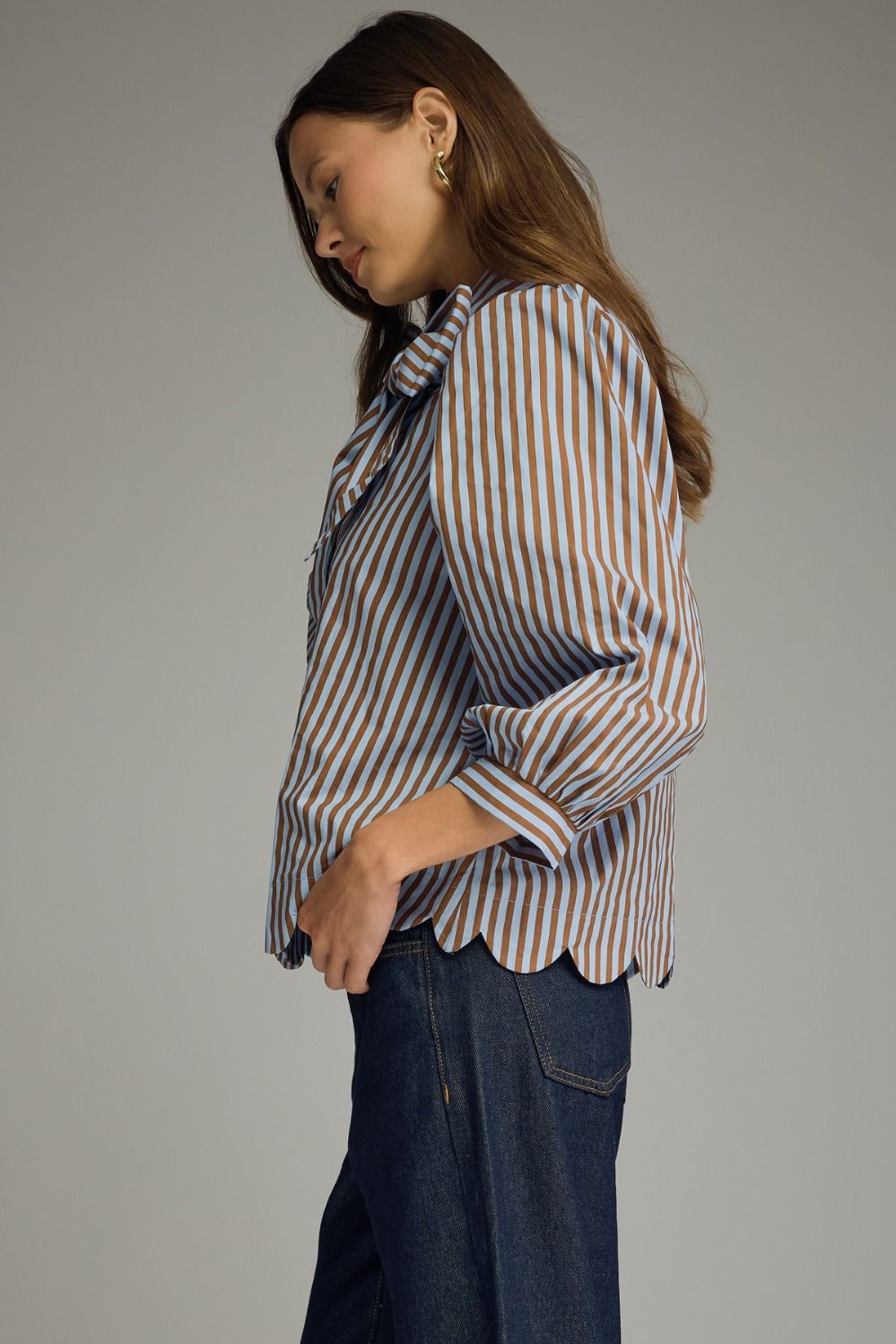 Maribel Bow-Front Striped Blouse