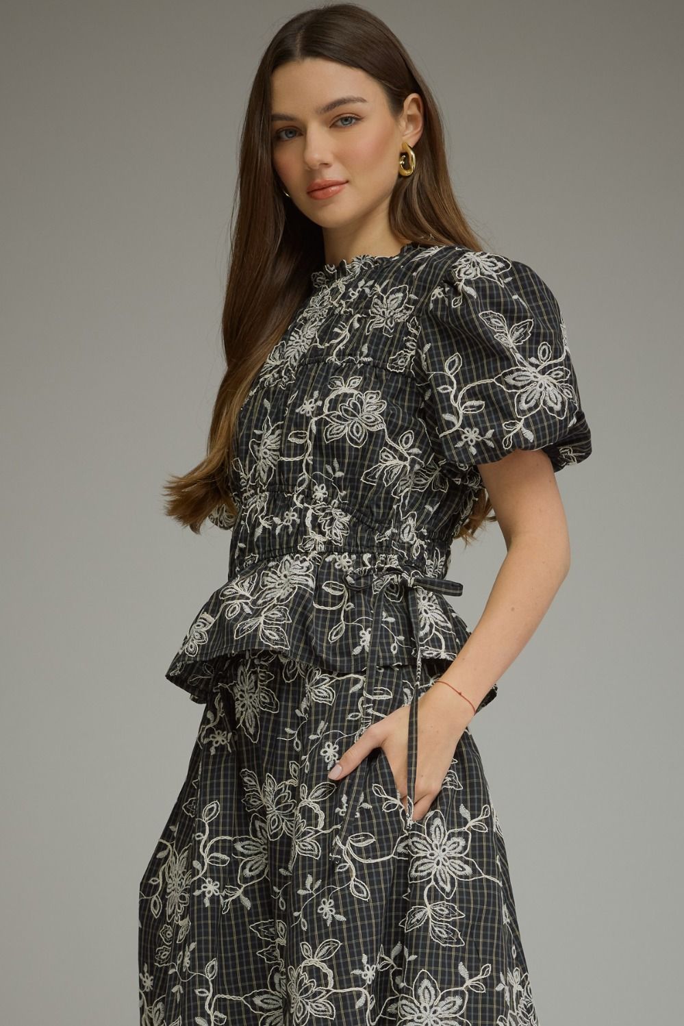 Midnight Bloom Peplum Top