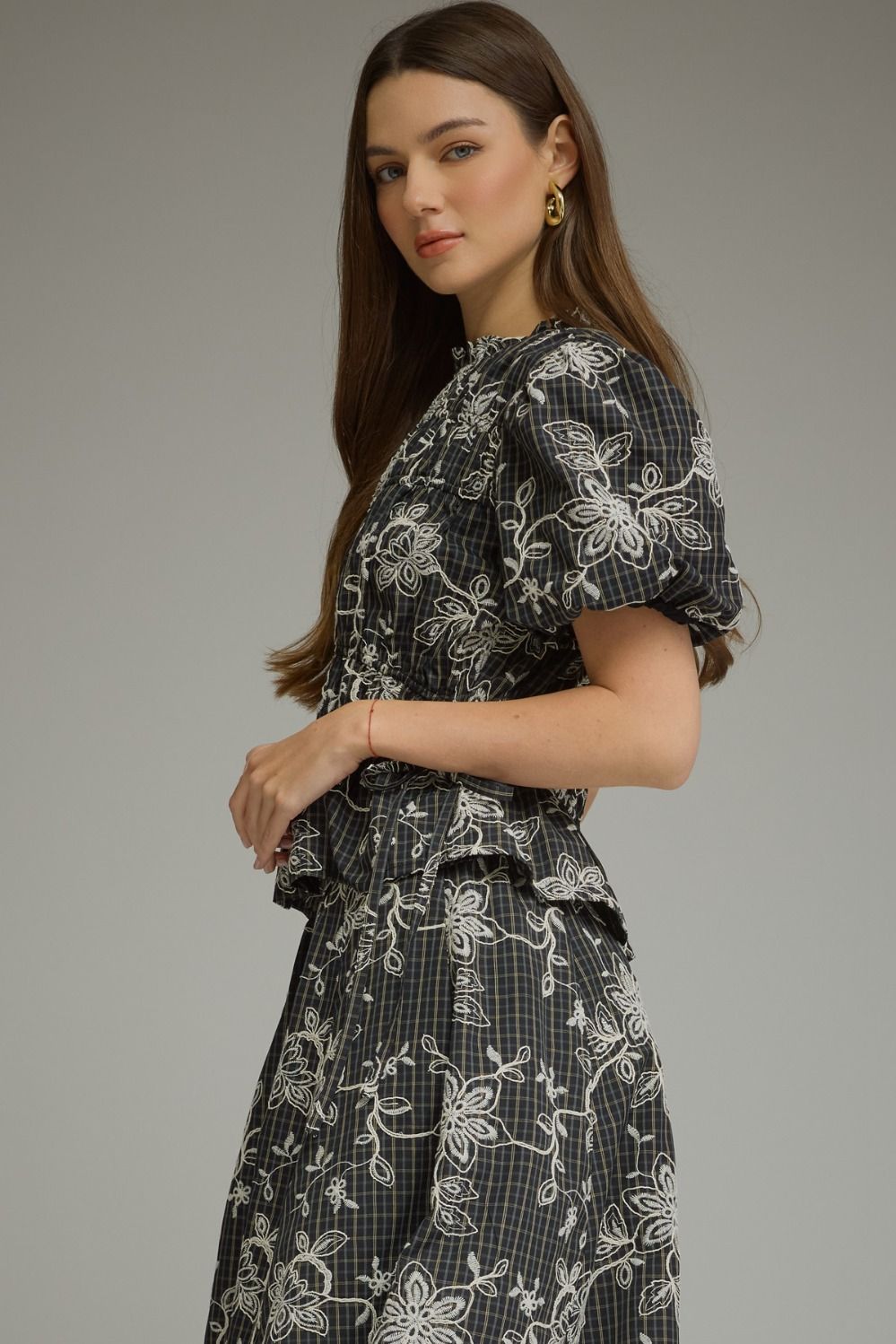 Midnight Bloom Peplum Top