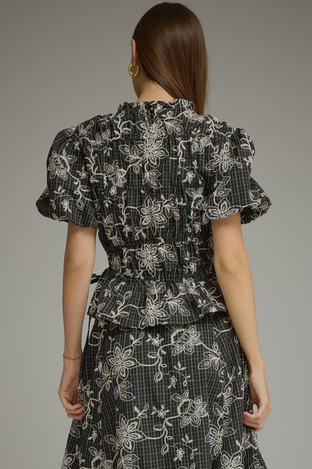 Midnight Bloom Peplum Top