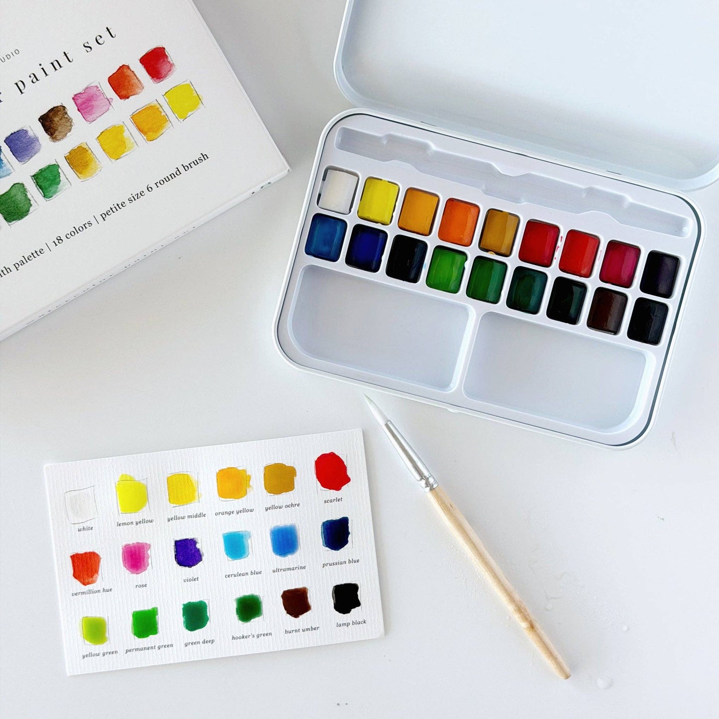 The Porch Watercolor paint set 18 colors with brush