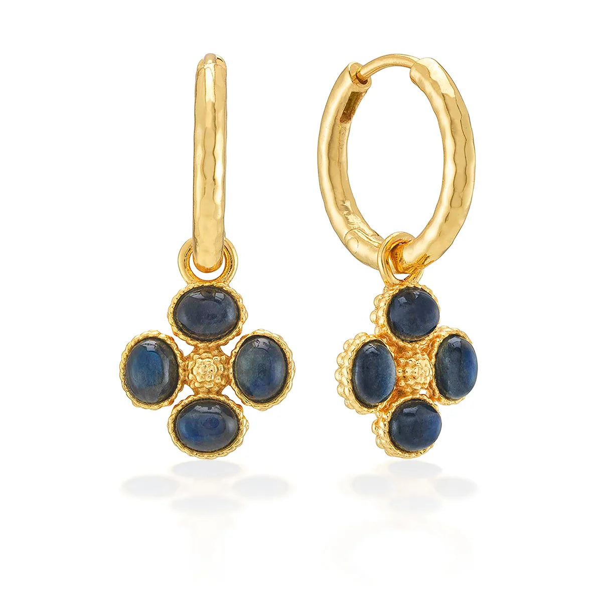 Capucine De Wulf Berry Clover Hoop Earrings with Double Sided Charm - Blue Labradorite