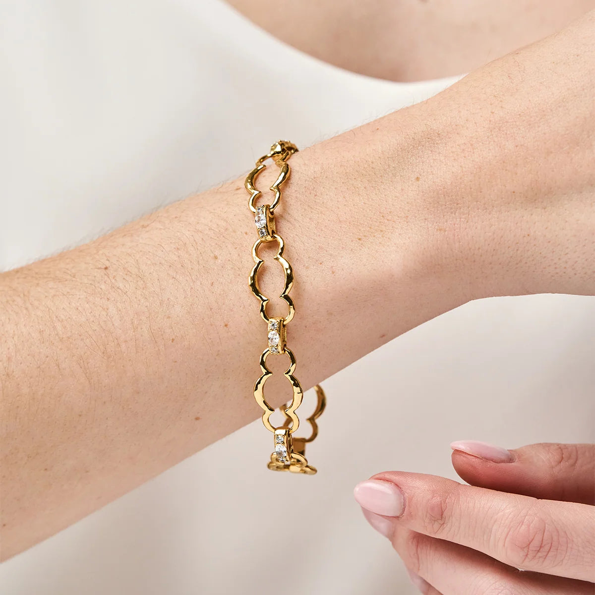 Capucine De Wulf Maharani Grande Chain Bracelet, 7.5"+2" - Clear Cubic Zirconi