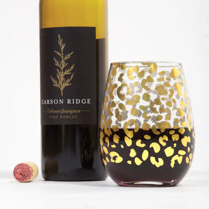 8 Oak Lane Gold Leopard Stemless Wine