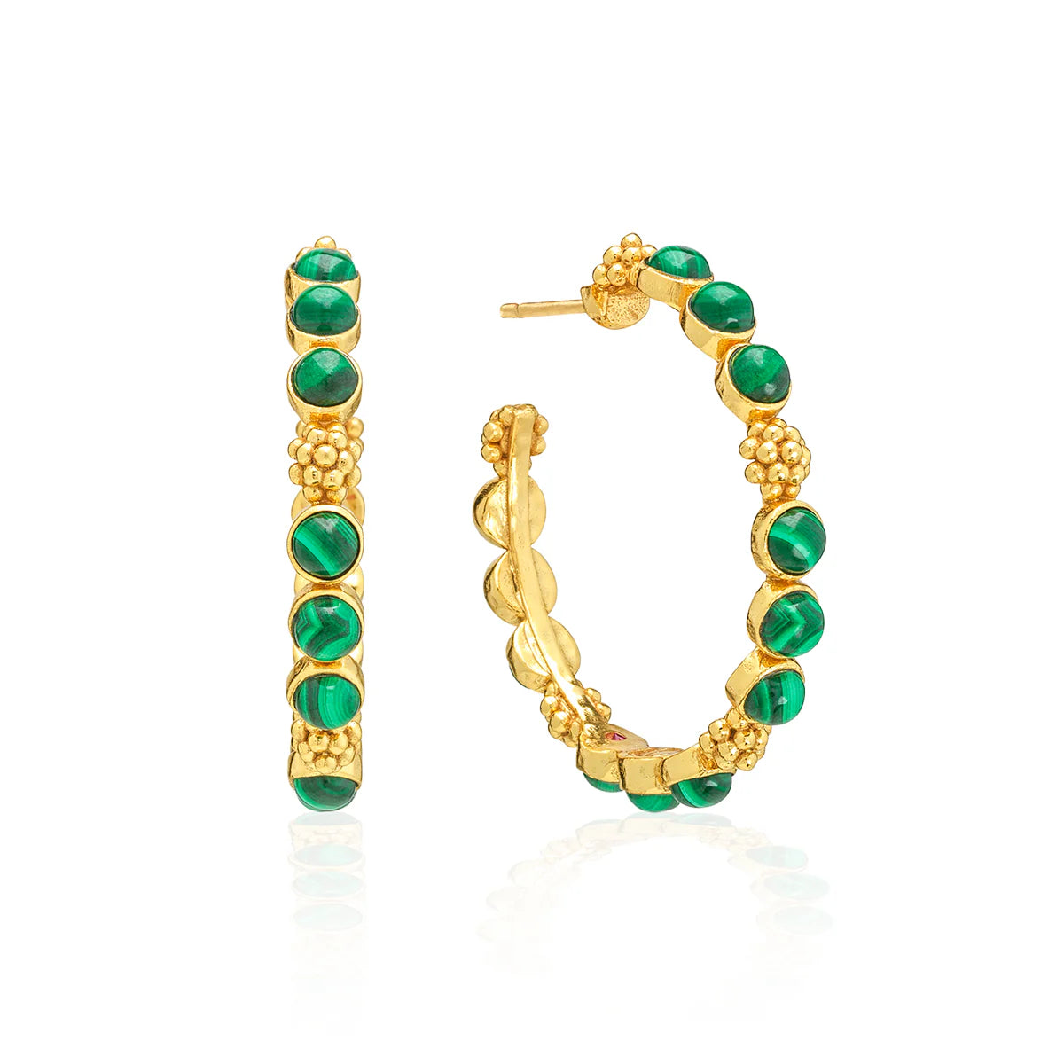 Capucine De Wulf Berry Gem Medium Hoop Earrings- Malachite