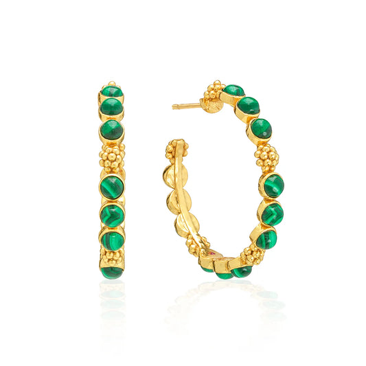 Capucine De Wulf Berry Gem Medium Hoop Earrings- Malachite